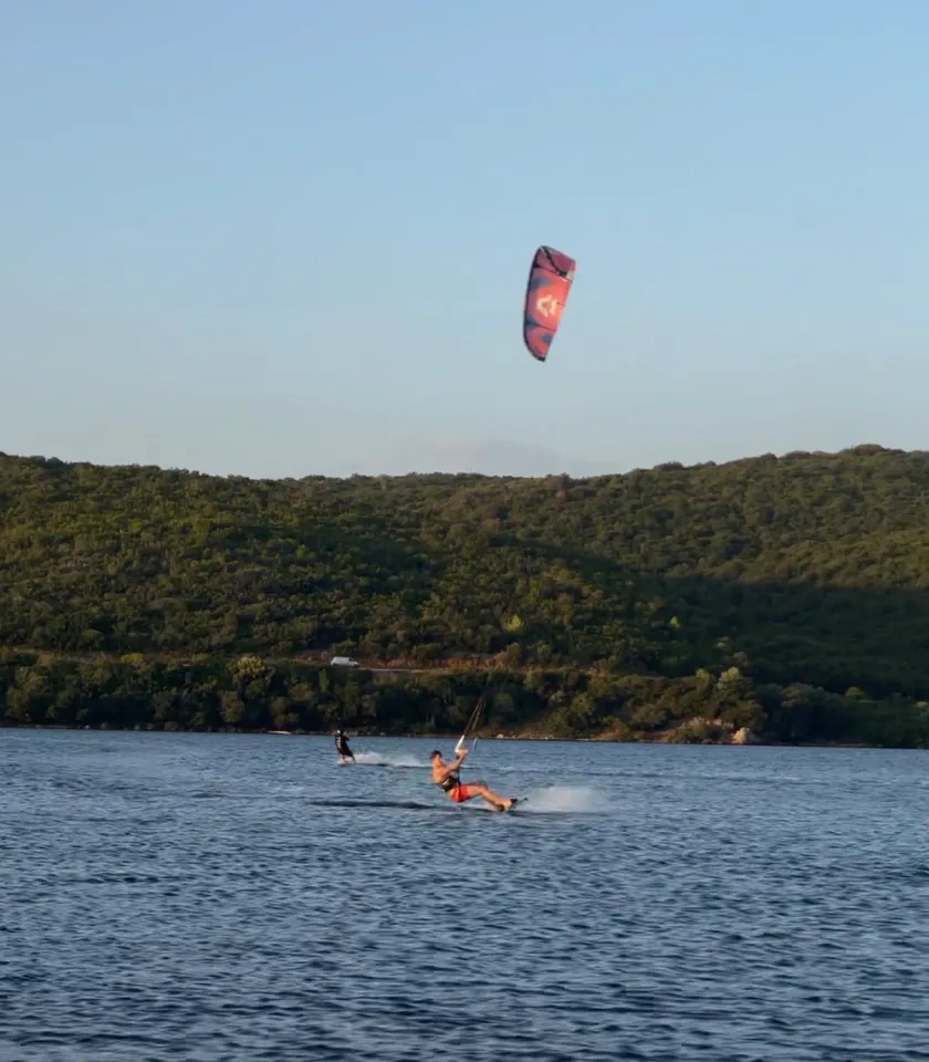 Learning kitesurfing at a flat-water spot